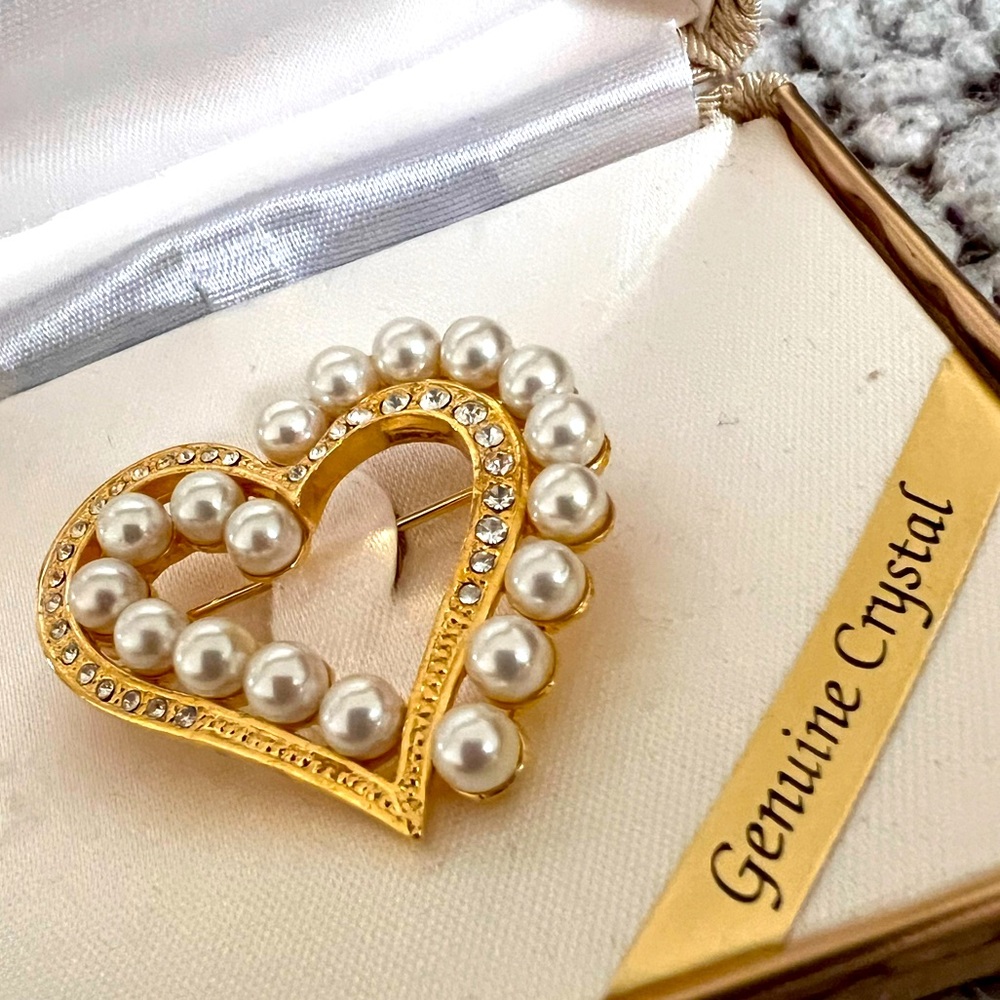 Genuine Crystal Heart Shaped Brooch